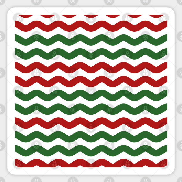 Red and Green Stripes Christmas pattern, gift wrapper pattern Sticker by MZeeDesigns